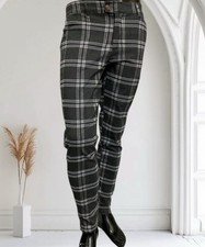 Herren Hose Kariert Schwarz