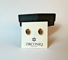 Tigerauge Oval Ohrstecker, 18K