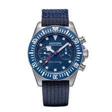 Seestern Chronograph Herren Luxusuhr  Mechanisch Blau Edelstahl 41mm Saphirglas