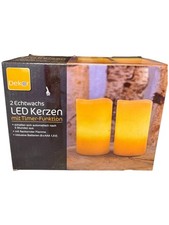 LED Kerzen dekor rot beige 12,5cm Ø7,5cm mit Timer Funktion Flammen-Effekt