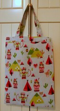kleiner Stoffbeutel "Tipi und Indianer", Einkaufsbeutel,  selbst genäht