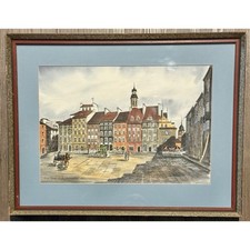 Antique 1918 Watercolor Warsaw