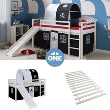 Hochbett 90x200 Kinderbett Weiß Rutsche Lattenrost Kinderbett Tunnel Homestyle4u