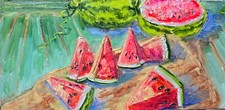 Wassermelone Ölmalerei 20x10
