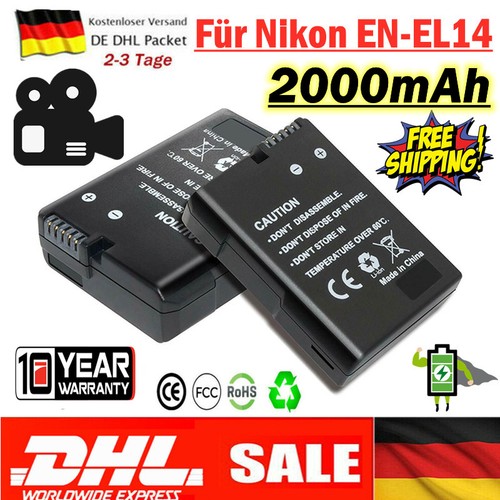 2000mah el14 akku - en-el14, für