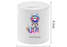 Spardose  Keramik personalisiert  " Skull Frau " Geschenk