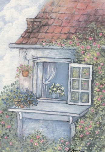 Ansichtskarte fenster haus - ansichtskarte,