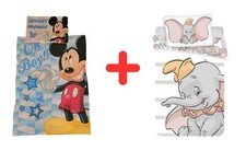 Disney Set-Bettwäsche Mickey Maus & Dumbo 100x135 Bettdecke + 40x60cm Kopfkissen