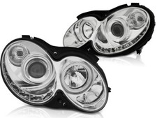 Scheinwerfer Set mit Tagfahrlicht Optik für Mercedes CLK W209 BJ 03-10 Klar/Chro