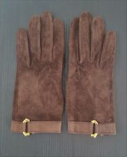 HERMES Handschuhe Damen Gr. 6,5 / XS MARRON Goldene Schnalle WILDLEDER Vintage