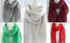 Damen Schal Tuch Loop Made in Italy Mini Punkte viele Farben Seide Baumwolle