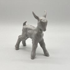 Alte Schaubach Kunst Porzellan Figur Ziege Zicklein Signiert Weiß Tierfigur