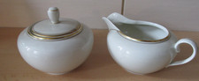 DDR Lettin Porzellan Zuckerdose Milchkännchen beige mit Goldrand