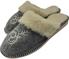 Damen Rentier Filz Fell Hausschuhe gefüttert Winter  Pantoffeln Filzpantoffeln