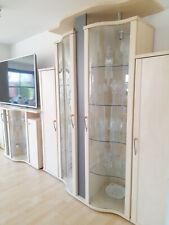 Schrank Vitrine Sideboard  Ahorn hell geschwungene Glastüren Kombination