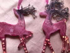 2 Stück Baumschmuck Hirsch