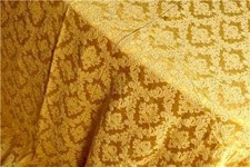 HERRLICHE GROSSE ALTE SEIDENBROKAT GARDINE GOLDEN RAUTEN 250x170CM