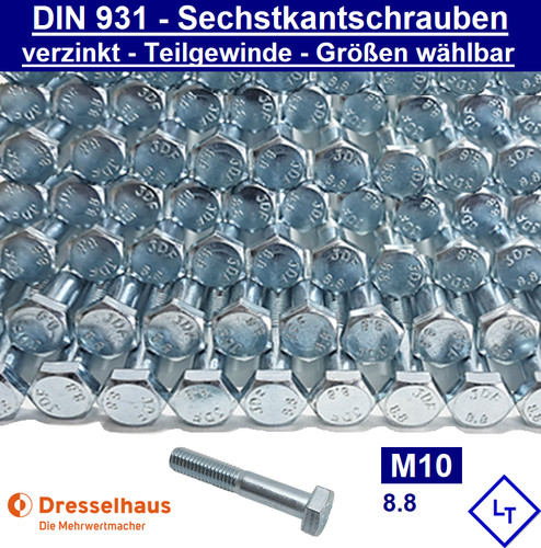 Din 931 m10 - m10, sechskant