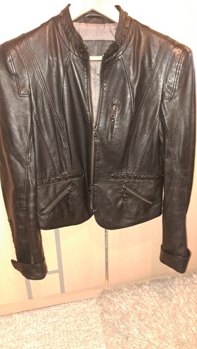 Damen lederjacke schwarz 38 - lederjacke,