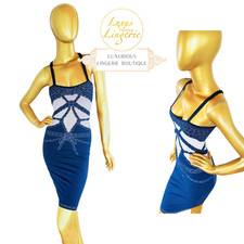 ZAC POSEN Kleid von Wolford S Small blau transparent Kleid maritim Kette