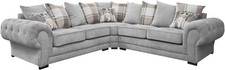 Grau Wildleder Stoff Ecksofa 5 Sitzer L-Form mit Kissen für Lounge