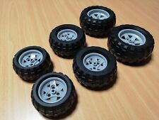 LEGO Technic 6 x Reifen Set verschiedene Größen hellgraue Felge Traktor Technik