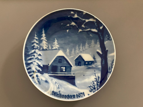 Weihnachtsteller 1971 kobalt - weihnachtsteller,