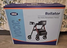 VOCIC Rollator-Gehhilfe,Faltbar,Leicht,Sitz+Griff Höhenverstellbar,20cm Reifen