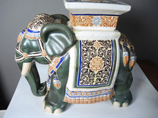älterer großer Keramik Elefant Blumenbank Sitzbank Vintage 70/80er - 44x52cm