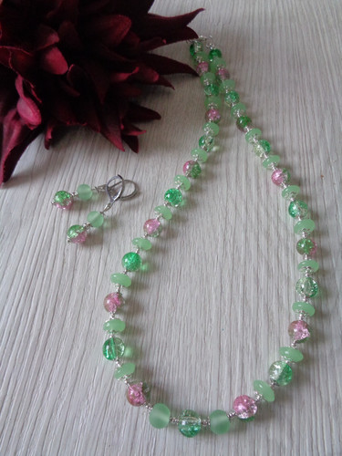Schmuckset grün rosa - schmuckset, grün-rosa