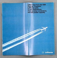 LUFTHANSA NEUE ZIELE AIRLINE PROSPEKT SOMMER 1986 FAHRPLAN ERSTE KLASSE