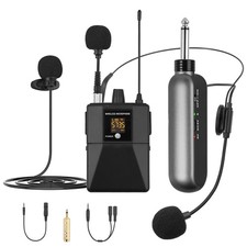 UHF Drahtlos Headset Handheld Mikrofon Lavalier-Mikrofon + Transmitter Empfänger