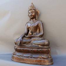 Antiker grosser BRONZE Buddha Skulptur Tibet,museal Himalaya H.95 cm 18.Jh.