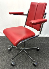 1 von 2 Schreibtischstuhl D12 von Tecta Büro Drehstuhl  Leder Rot Vintage
