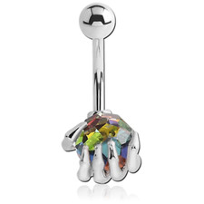 Bauchnabel Piercing Motiv Magic Hand Ohrstecker Ohr Silber 925 Kristall VITRAIL