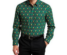 Herren Weihnachtshemd  - Regular Fit Kent Kragen Langarm 100% Baumwolle - XL