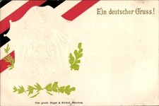 Präge Wappen Ak Ein deutscher Gruß, Adler, Eichenlaub - 10958826