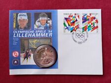 Norwegen Numisbrief Olympische Spiele Lillehammer 1994 Münze 50 Kronen 1991 PP