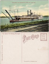 Vintage Postcard USA America St. Louis Steamboat on Mississippi River 1912