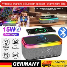 RGB Wecker LED Lampe Smart  Speaker Bluetooth Lautsprecher kabelloses Ladegerät