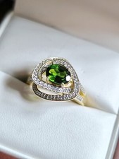 ✨ Harry Ivens Chromdiopsid Ring 925 Silber Vergoldet Mit Topas Gr. 19,5