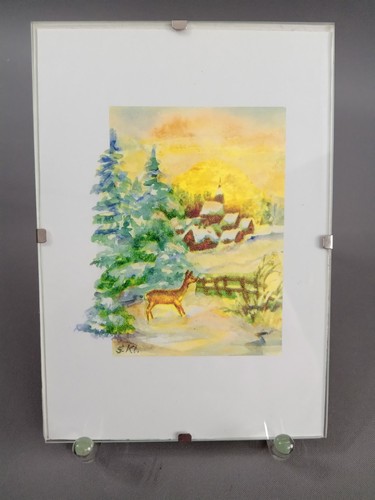 Aquarell bild winterliche - aquarell,