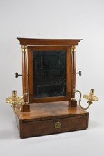 Q33C01- Biedermeier Schmink Tischspiegel Psyche Nußbaum furniert 19.Jh