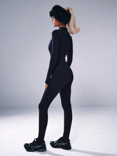 XL 44 Sexy Catsuit Jumpsuit Ganzanzug Einteiler gerippter fester Stoff figurform