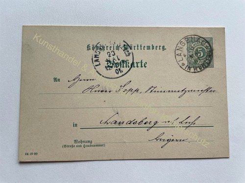 Postkarte 1901 langenau - postkarte,