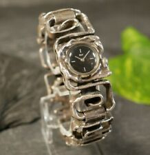 Schwere Silber Uhr Armbanduhr Handaufzug Monika & Burkhard Oly Brutalist Spirale