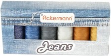 ACKERMANN® Jeans Nähgarnset Farben Mix Stärke 80, 6x 150m, Jeansgarn
