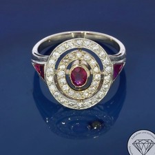 Wert 2.580,- Rubin Diamant Damen Ring 0,50 Carat 950 Platin Pt xxyy