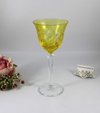 Dresden Crystal Bleikristall Glas Römer Überfang Weinglas 19,5 cm. zitronengelb