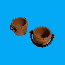 Playmobil - 2 x Eimer Bottich - rustikal - Holzoptik - hellbraun